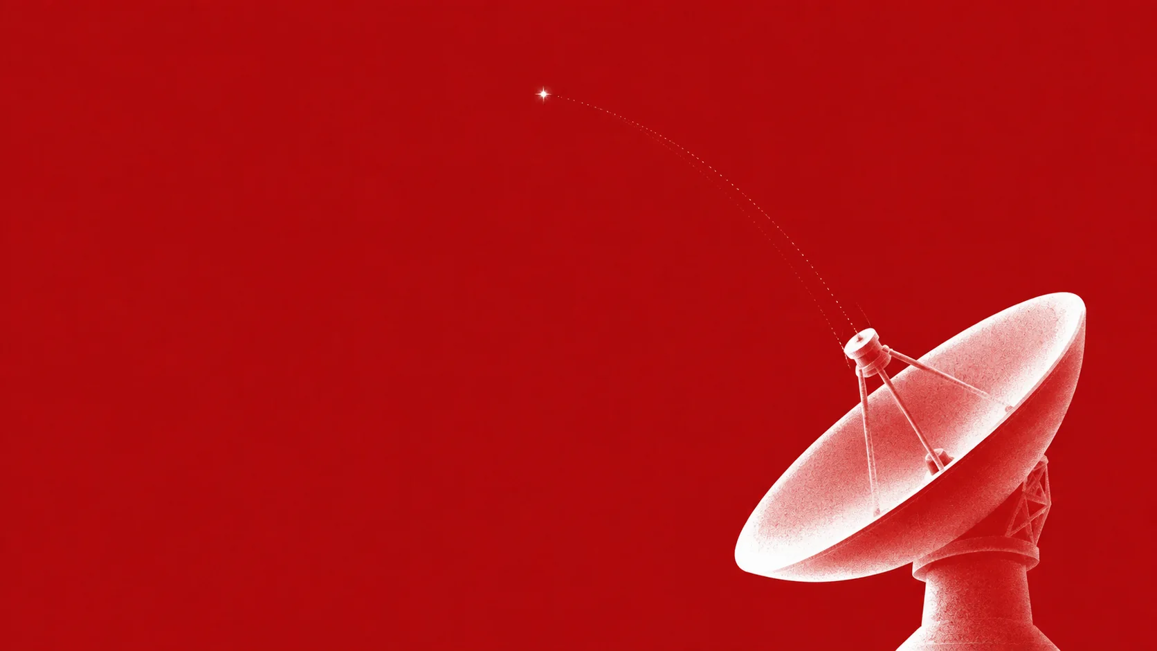 Red and white radio telescope illustration