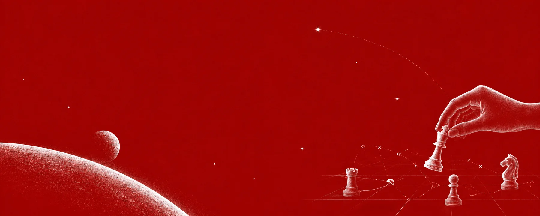 Abstract red and white space and strategy illustration